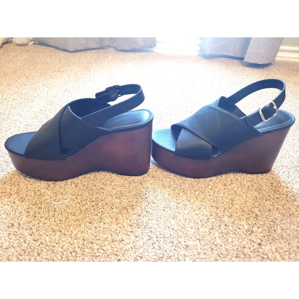 Universal Thread Womens Platform Wedge Sandals Black Crisscross Size 8 NEW